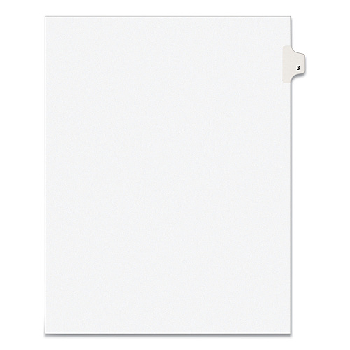 Preprinted Legal Exhibit Side Tab Index Dividers, Avery Style, 10-Tab, 3, 11 x 8.5, White, 25/Pack (11913)