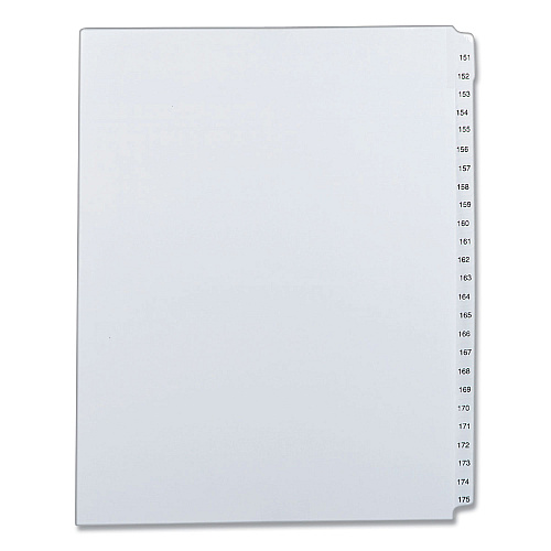 Avery Preprinted Legal Exhibit Side Tab Index Dividers, Allstate Style, 25-Tab, 151 to 175, 11 x 8.5, White, 1 Set (82189)