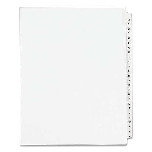 Preprinted Legal Exhibit Side Tab Index Dividers, Avery Style, 26-Tab, A to Z, 11 x 8.5, White, 1 Set, (1400) (01400)