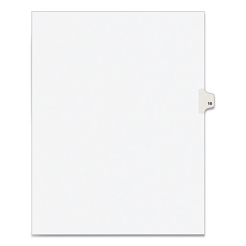 Preprinted Legal Exhibit Side Tab Index Dividers, Avery Style, 10-Tab, 10, 11 x 8.5, White, 25/Pack (11920)
