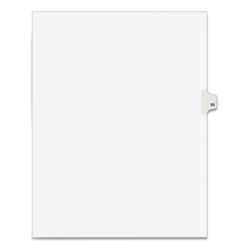 Preprinted Legal Exhibit Side Tab Index Dividers, Avery Style, 10-Tab, 10, 11 x 8.5, White, 25/Pack (11920)