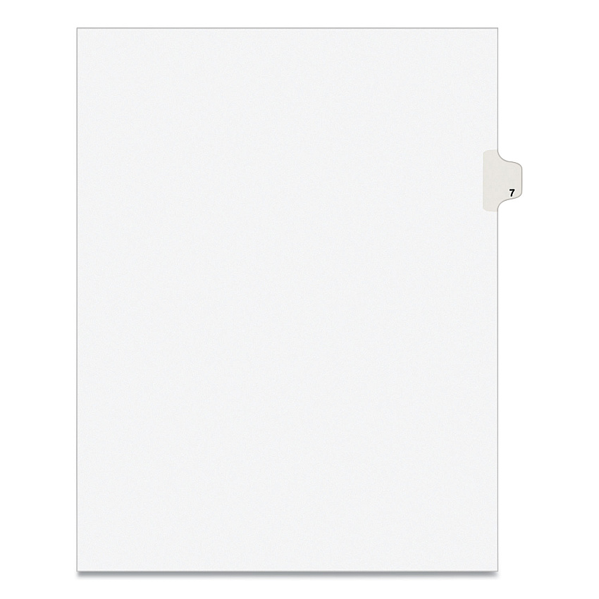 Preprinted Legal Exhibit Side Tab Index Dividers, Avery Style, 10-Tab, 7, 11 x 8.5, White, 25/Pack (11917)