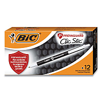 BIC PrevaGuard Ballpoint Pen, Retractable, Medium 1 mm, Black Ink, Black Barrel 1 mm Medium Pen Point - Retractable - Black Ink - Black Barrel - 1 Dozen (CSA11BK)