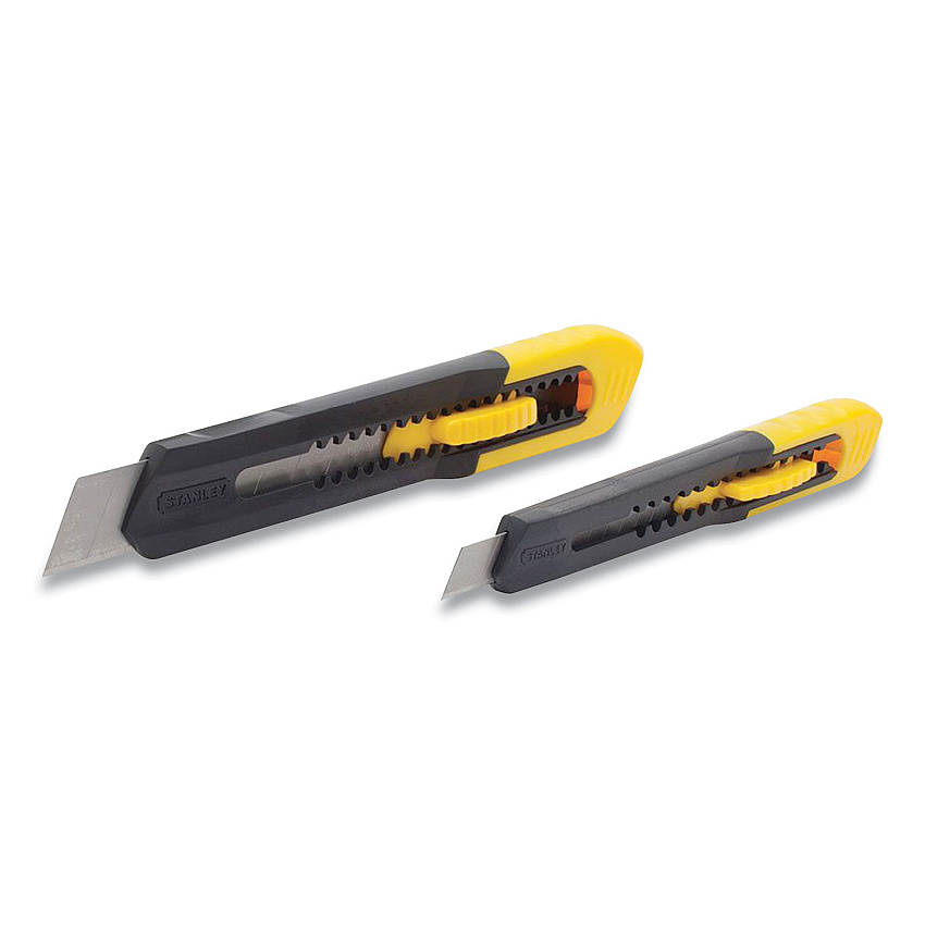 Stanley Two-Pack Quick Point Snap Off Blade Utility Knife, 9 mm and 18 mm Blades, Yellow/Black (BOS10202)