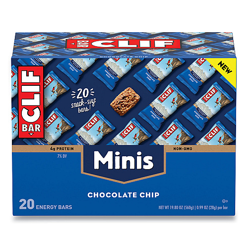 CLIF Bar Energy Bar, Mini Chocolate Chip, 0.99 oz Bar, 20/Box (CCC37654)