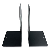Huron Steel Bookends, Fashion Style, Nonskid Base, 4.75 x 5.5 x 9, Black, Pair (HASZ0091)