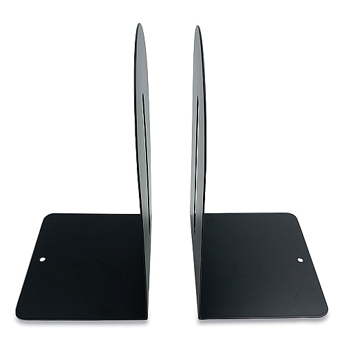Huron Steel Bookends, Fashion Style, Nonskid Base, 4.75 x 5.5 x 9, Black, Pair (HASZ0091)