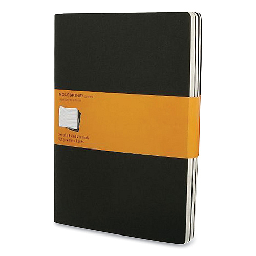 Moleskine Cahier Journal, 1-Subject, Narrow Rule, Black Cover, 10 x 7.5 Sheets, 3/Pack (705038)