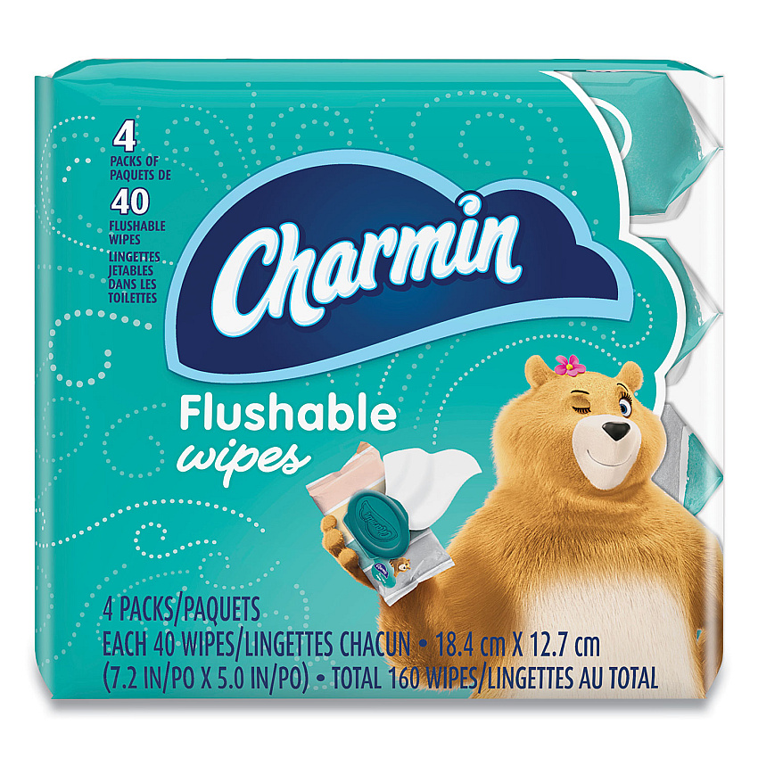 Charmin&reg; Flushable Wipes, 1-Ply, Unscented, 160 Wipes (79619)