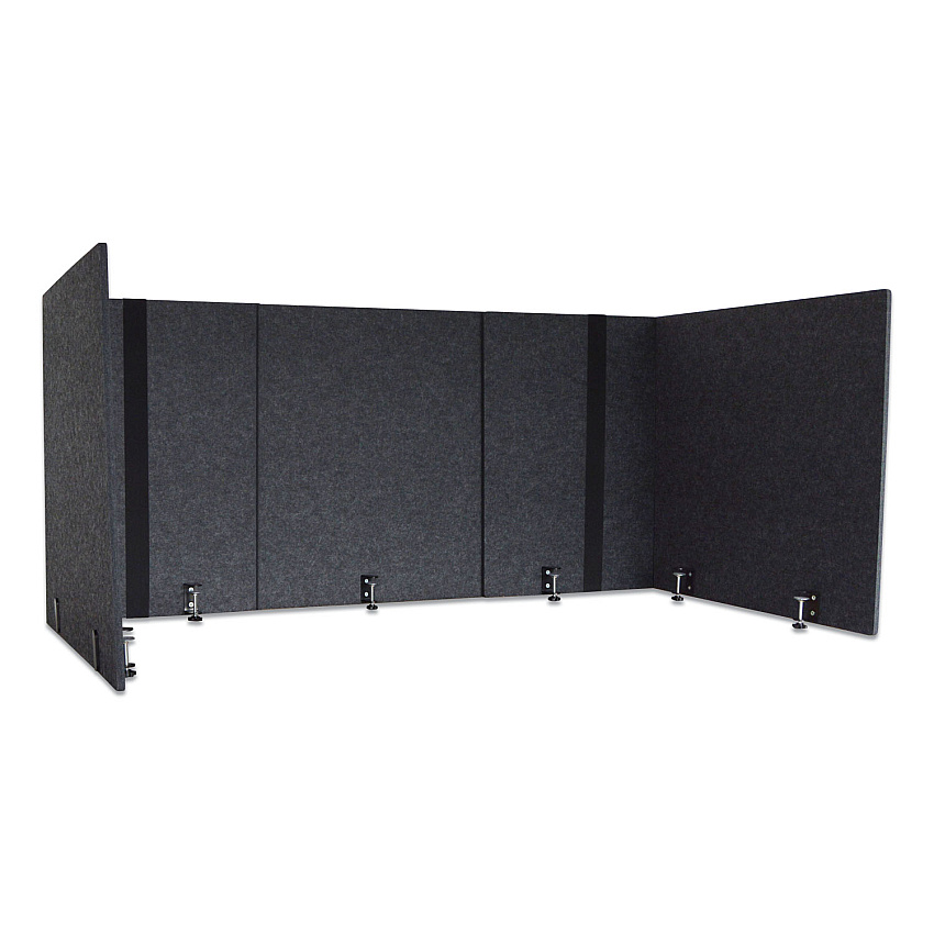 Lumeah Adjustable Desk Screen with Returns, 48 to 78 x 29 x 26.5, Polyester, Ash (LUAD48301A)