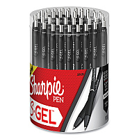 Sharpie S-Gel High-Performance Gel Pen, Retractable, Medium 0.7 mm, Black Ink, Black Barrel, 36/Pack (2096180)