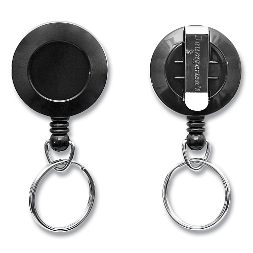 SICURIX ID Slide-Style Belt Clip Card Reels, 30" Extension, Round, Black (BAU68874)