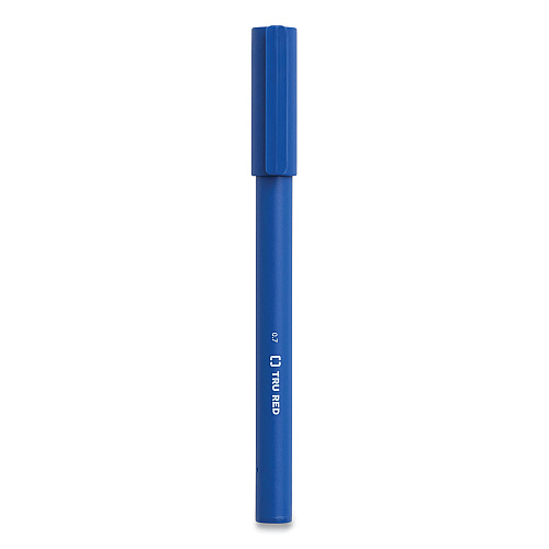 TRU RED Quick Dry Gel Pen, Stick, Medium 0.7 mm, Blue Ink, Blue Barrel, 5/Pack (24377028)