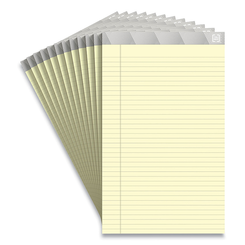 TRU RED Notepads, Wide/Legal Rule, (50) Canary Yellow 8.5 x 14 Sheets, 12/Pack (24419918)