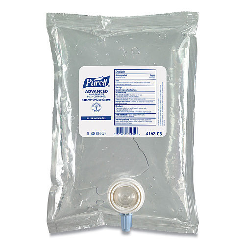 PURELL Advanced Hand Sanitizer Green Certified Gel Refill, For CS2 Dispensers, 1,000 mL, Fragrance-Free, 8/Carton (416308CT)