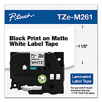 Brother TZe Standard Adhesive Laminated Labeling Tape, 1.4" x 26.2 ft, Black on Matte White (TZEM261)