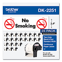 Brother Continuous Paper Label Tape, 2.44 x 50 ft, White, 24 Rolls/Pack (DK225124PK)