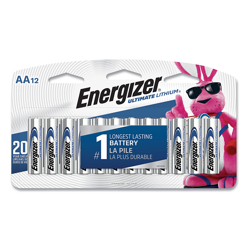 Energizer Ultimate Lithium AA Batteries, 1.5V, 12/Pack (L91SBP12)