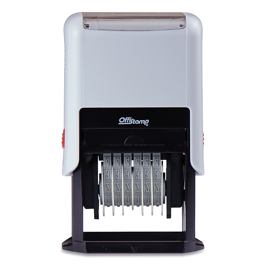 Offistamp Numberer, Pre-Inked/Re-Inkable, 6 Bands, 1.88 x 0.25, Black (034525)