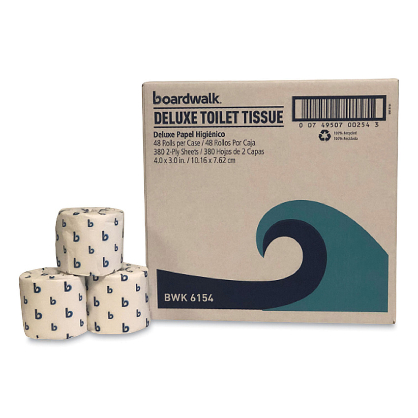 Deluxe Bathroom Tissue, Septic Safe, Embossed, 2-ply, White, 380 Sheets/roll, 48 Rolls/carton
