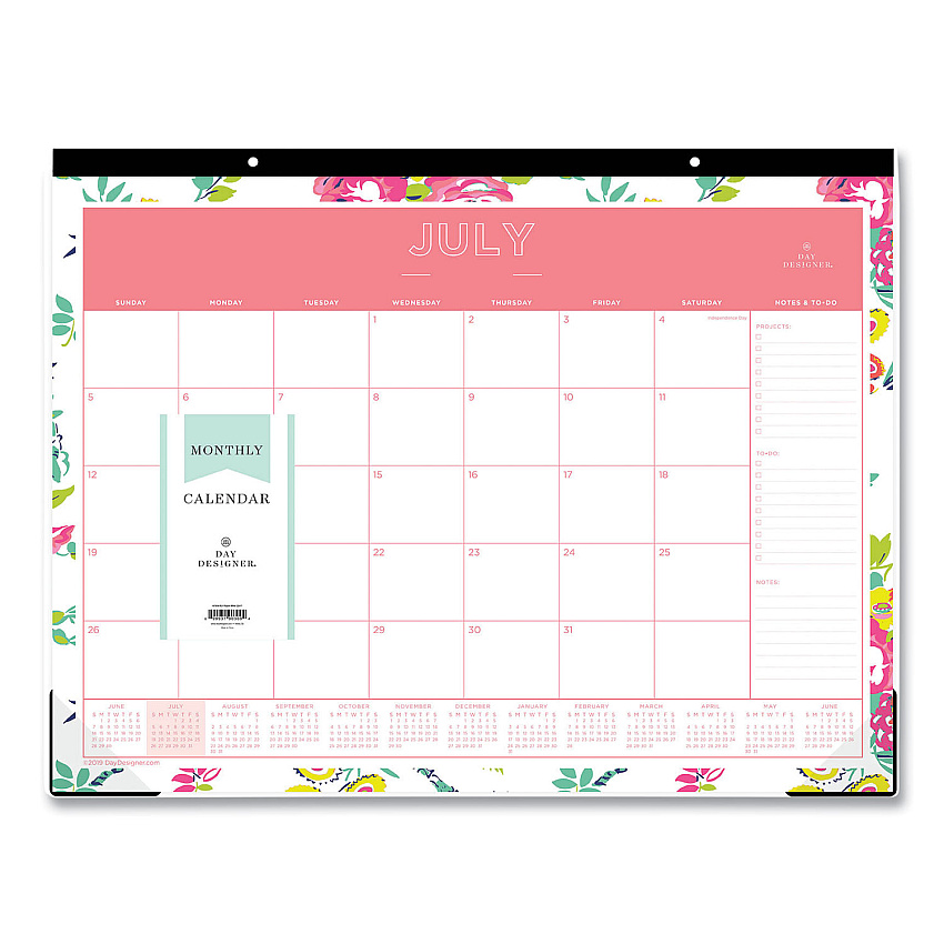 Blue Sky Day Designer Peyton Academic Desk Pad, Floral Artwork, 22 x 17, Black Binding, Clear Corners, 12-Month (July-June): 2025-2026 (107938)