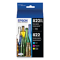 Epson T822XL-BCS (T822XL/T822) DURABrite Ultra High-Yield/Standard Ink, Black/Cyan/Magenta/Yellow