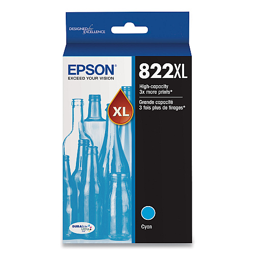 Epson T822XL220-S (T822XL) DURABrite Ultra High-Yield Ink, 1,100 Page-Yield, Cyan