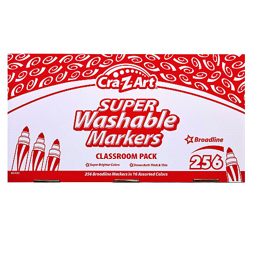 Cra-Z-Art Super Washable Markers Classpack, Broad Bullet Tip, Assorted Colors, 256/Set (740091)