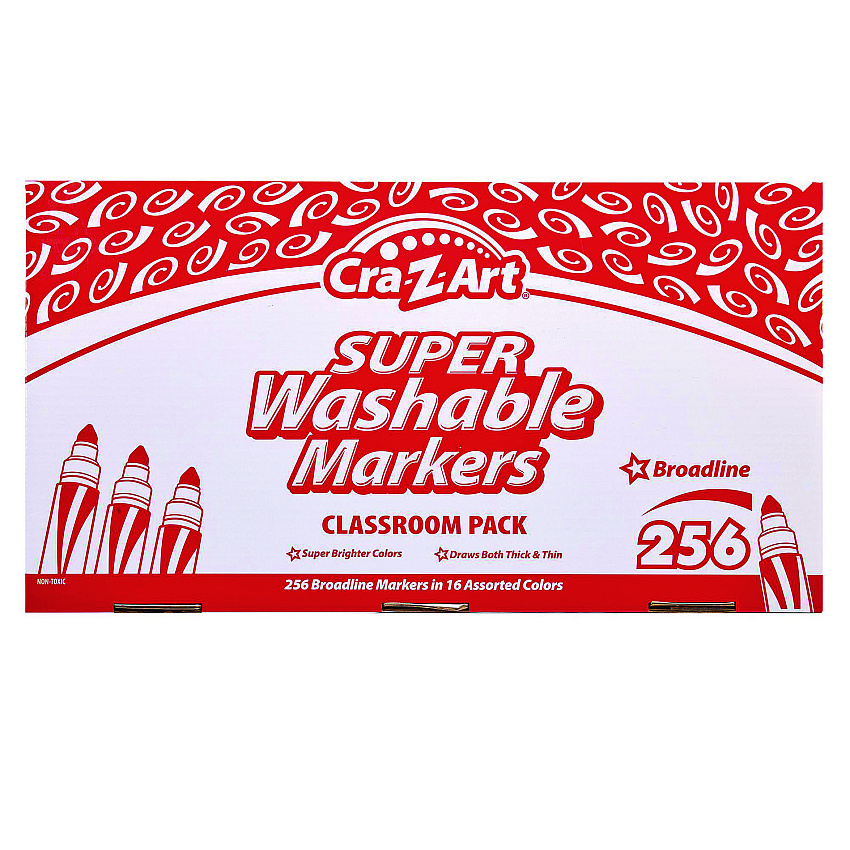 Cra-Z-Art Super Washable Markers Classpack, Broad Bullet Tip, Assorted Colors, 256/Set (740091)