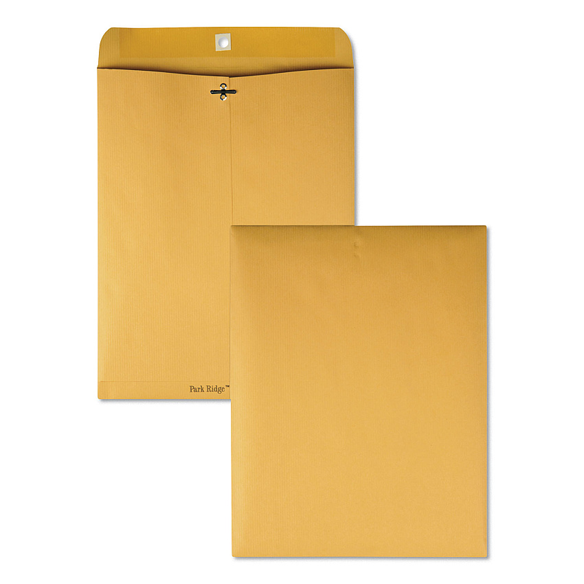 Quality Park Park Ridge Kraft Clasp Envelope, #97, Square Flap, Clasp/Gummed Closure, 10 x 13, Brown Kraft, 100/Box (43097)