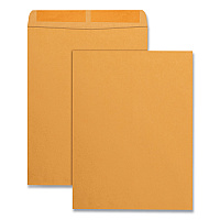 Quality Park Catalog Envelope, 28 lb Bond Weight Kraft, #13 1/2, Square Flap, Gummed Closure, 10 x 13, Brown Kraft, 100/Box (41667)