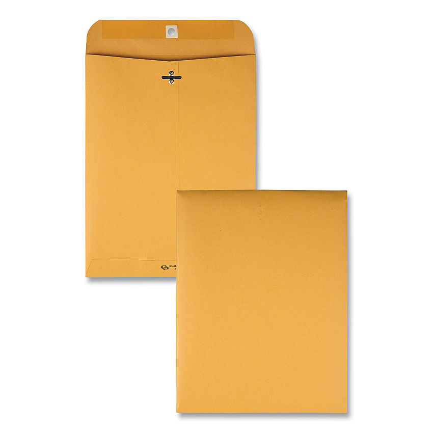 Quality Park Clasp Envelope, 32 lb Bond Weight Kraft, #87, Square Flap, Clasp/Gummed Closure, 8.75 x 11.5, Brown Kraft, 100/Box (37787)