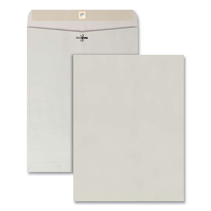 Quality Park Clasp Envelope, 28 lb Bond Weight Kraft, #97, Square Flap, Clasp/Gummed Closure, 10 x 13, Executive Gray, 100/Box (38597)