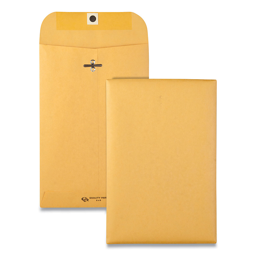 Quality Park Clasp Envelope, 28 lb Bond Weight Kraft, #55, Square Flap, Clasp/Gummed Closure, 6 x 9, Brown Kraft, 500/Carton (37555)