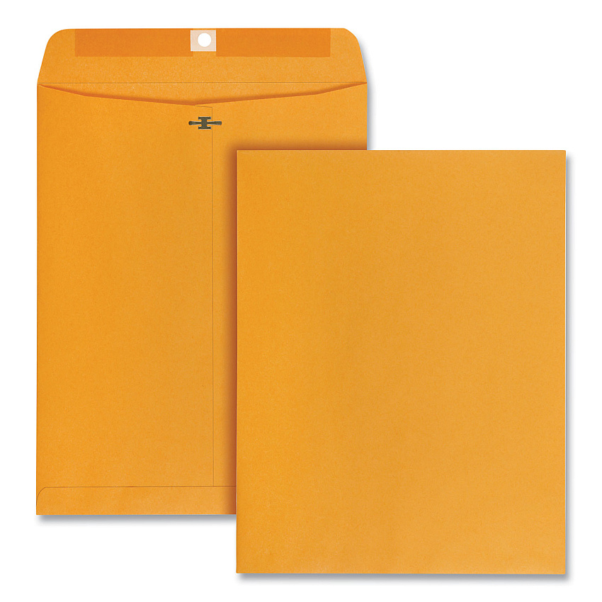 Quality Park Clasp Envelope, 28 lb Bond Weight Kraft, #97, Square Flap, Clasp/Gummed Closure, 10 x 13, Brown Kraft, 100/Box (37897)