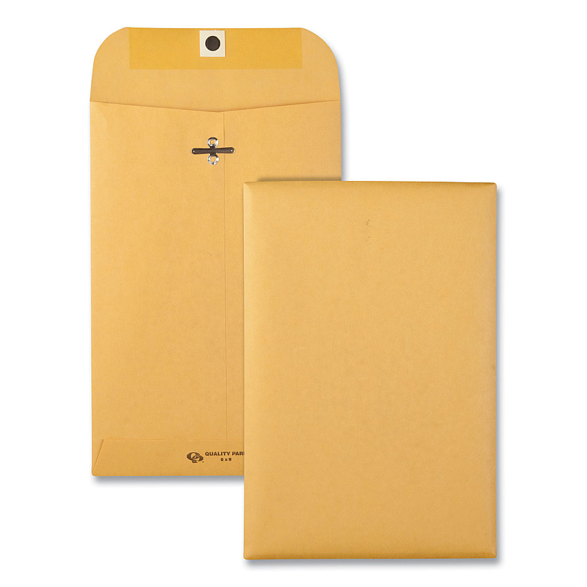 Quality Park Clasp Envelope, 32 lb Bond Weight Kraft, #1, Square Flap, Clasp/Gummed Closure, 6 x 9, Brown Kraft, 100/Box (37755)