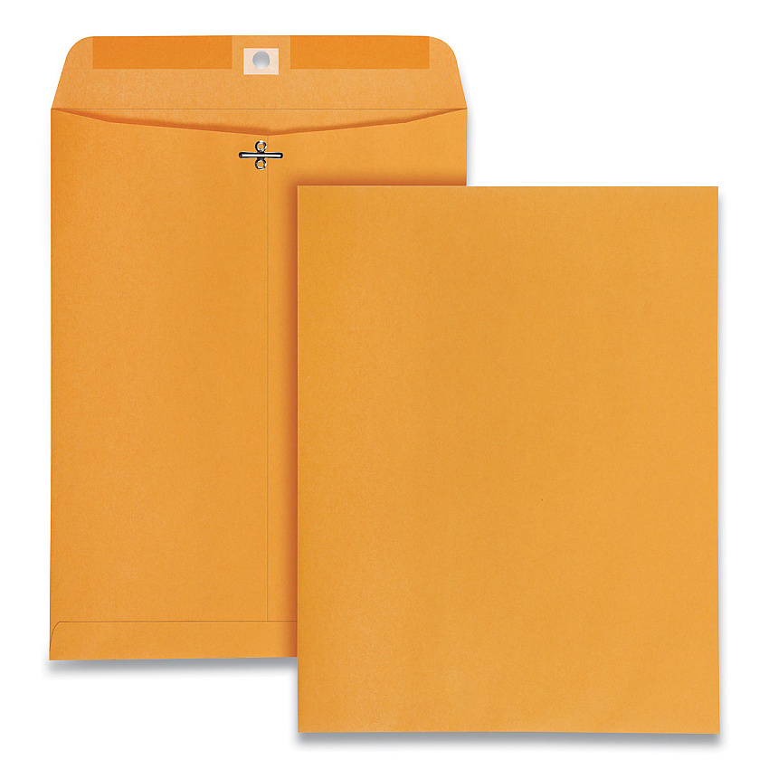 Quality Park Clasp Envelope, 28 lb Bond Weight Kraft, #97, Square Flap, Clasp/Gummed Closure, 10 x 13, Brown Kraft, 250/Carton (37597)