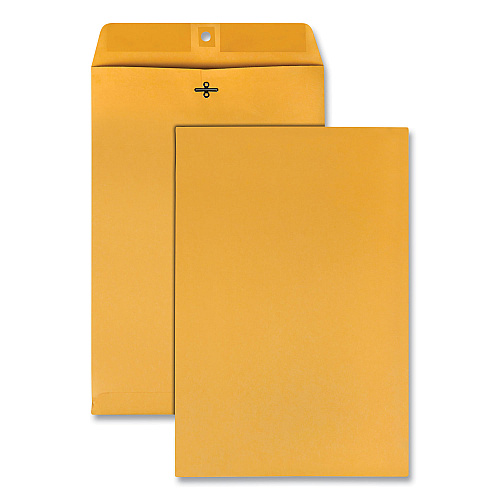 Quality Park Clasp Envelope, 28 lb Bond Weight Kraft, #98, Square Flap, Clasp/Gummed Closure, 10 x 15, Brown Kraft, 100/Box (37898)