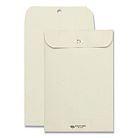 Quality Park Clasp Envelope, 28 lb Bond Weight Kraft, #63, Square Flap, Clasp/Gummed Closure, 6.5 x 9.5, Executive Gray, 100/Box (38563)