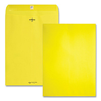 Quality Park Clasp Envelope, 28 lb Bond Weight Paper, #90, Square Flap, Clasp/Gummed Closure, 9 x 12, Yellow, 10/Pack Clasp - #90 - 9" Width x 12" Length - 28 lb - Gummed - Yellow - 10 / Pack (38736)