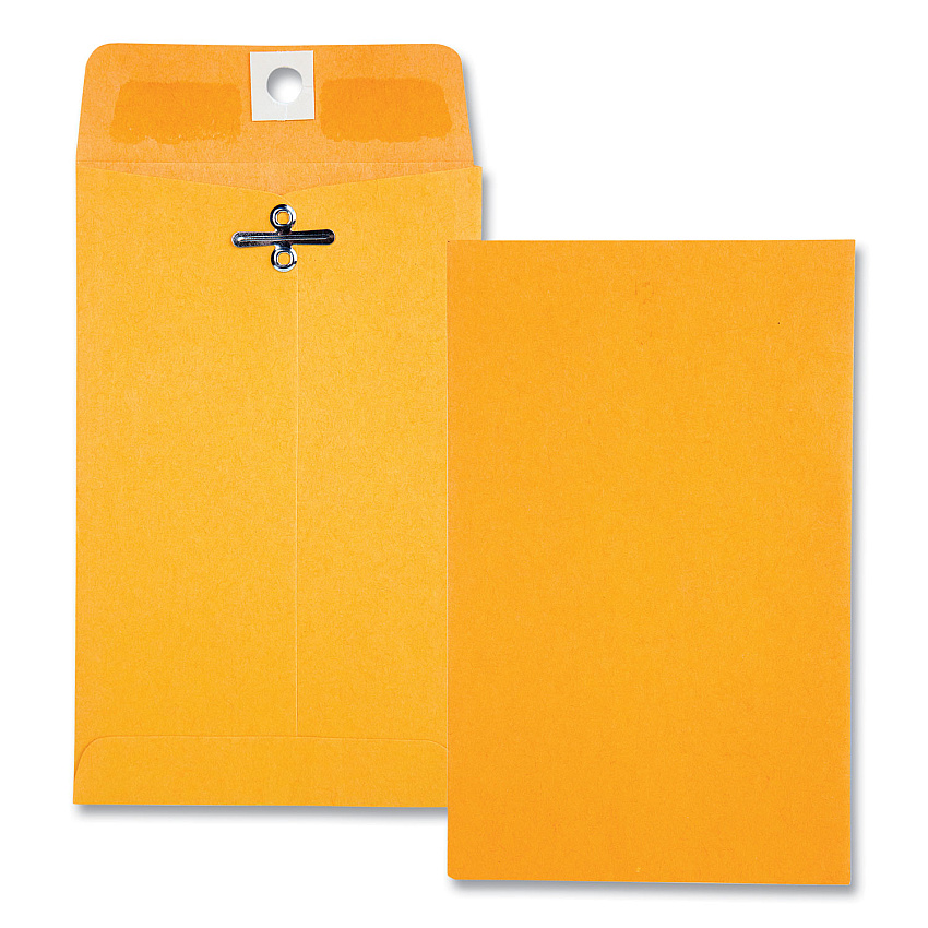 Quality Park Clasp Envelope, 28 lb Bond Weight Kraft, #15, Square Flap, Clasp/Gummed Closure, 4 x 6.38, Brown Kraft, 100/Box (37815)