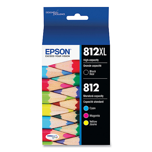 Epson T812XL-BCS (T812XL/T812) DURABrite Ultra High-Yield/Standard Ink, Black/Cyan/Magenta/Yellow