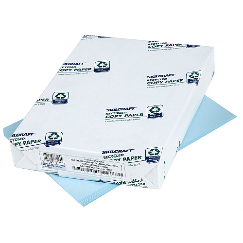 AbilityOne 7530011463361, SKILCRAFT Colored Copy Paper, 20 lb Bond Weight, 8.5 x 11, Blue, 500 Sheets/Ream, 10 Reams/Carton