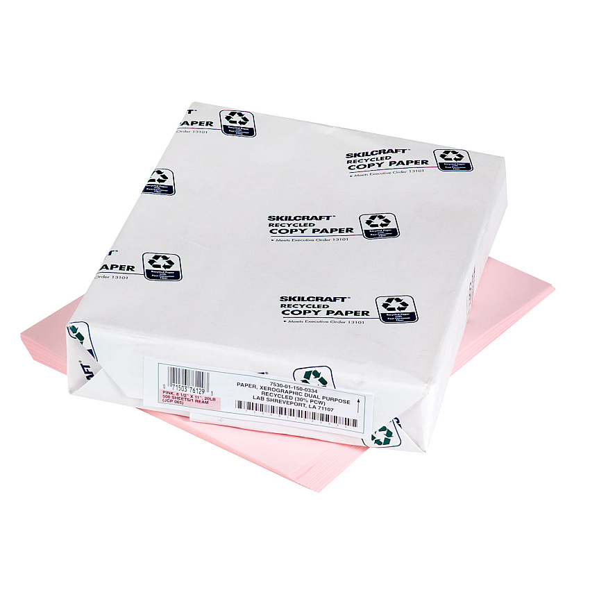 AbilityOne 7530011500334, SKILCRAFT Colored Copy Paper, 20 lb Bond Weight, 8.5 x 11, Pink, 500 Sheets/Ream, 10 Reams/Carton
