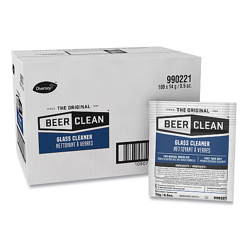 Diversey Beer Clean Glass Cleaner, Powder, 0.5 oz Packet, 100/Carton (990221)