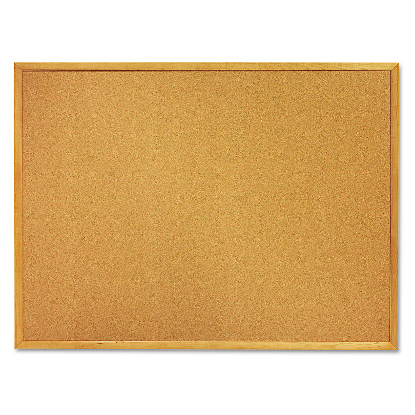 AbilityOne 7195012354161, SKILCRAFT Cork Board, 36 x 24, Tan Surface, Oak Wood Frame