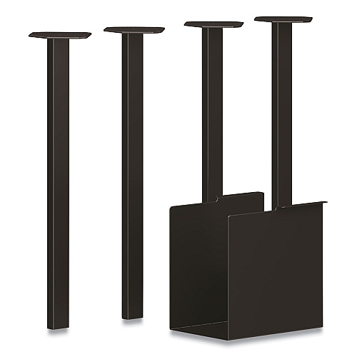 HON Coze Desk Post Legs with Pencil Storage, 5.75" x 28", Black, 4 Legs (HLCPL29PSP71)