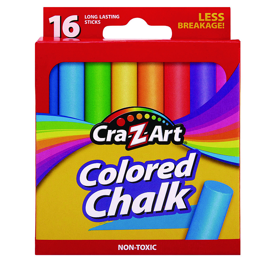 Cra-Z-Art Colored Chalk, Assorted Colors, 16/Pack (1080148)