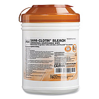 Sani-Cloth Bleach Germicidal Disposable Wipes, Deep-Well Lid Canister, 10.5 x 6, 75/Canister (P54072PK)