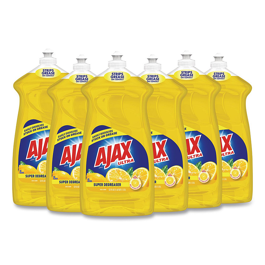 Ajax Dish Detergent, Lemon Scent, 52 oz Bottle, 6/Carton (49861)